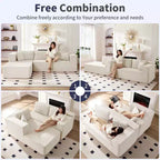Mjkone Divano moderno a 2 pezzi in velluto a coste da 269 cm con combinazione libera a forma di L e seduta profonda, divani sezionali imbottiti con chaise longue sinistra