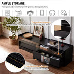 Mobile porta TV moderno Mobile TV con 4 cassetti, porte di ricarica e illuminazione LED ambientale, naturale/noce/nero-Christopher Knight Home