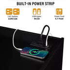 Mobile porta TV moderno Mobile TV con 4 cassetti, porte di ricarica e illuminazione LED ambientale, naturale/noce/nero-Christopher Knight Home