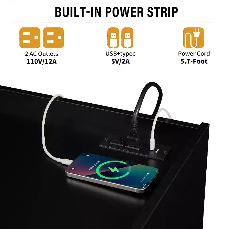 Mobile porta TV moderno Mobile TV con 4 cassetti, porte di ricarica e illuminazione LED ambientale, naturale/noce/nero-Christopher Knight Home