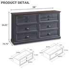 SinCiDo Cassettiera da Fattoria con 6 Cassetti, Cassettiera Verticale Larga 58 cm, Organizer per Armadio con Cassetti, 2 Diverse Misure di Cassetti per Soggiorno