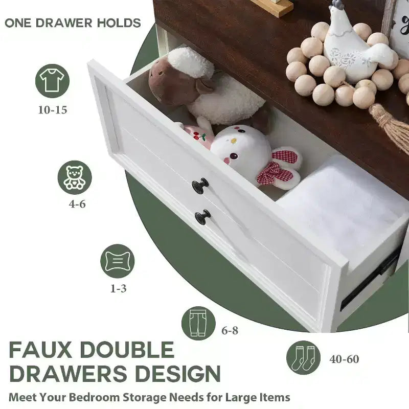 SinCiDo Cassettiera da Fattoria con 6 Cassetti, Cassettiera Verticale Larga 58 cm, Organizer per Armadio con Cassetti, 2 Diverse Misure di Cassetti per Soggiorno