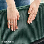 Divano componibile Belffin con pouf contenitore, divano componibile di lusso in velluto a coste con chaise longue, componibile moderno convertibile per soggiorno