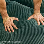 Divano componibile Belffin con pouf contenitore, divano componibile di lusso in velluto a coste con chaise longue, componibile moderno convertibile per soggiorno