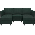 Divano componibile Belffin con pouf contenitore, divano componibile di lusso in velluto a coste con chaise longue, componibile moderno convertibile per soggiorno