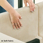 Divano componibile Belffin con pouf contenitore, divano componibile di lusso in velluto a coste con chaise longue, componibile moderno convertibile per soggiorno