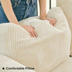 Divano componibile Belffin con pouf contenitore, divano componibile di lusso in velluto a coste con chaise longue, componibile moderno convertibile per soggiorno