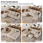 Divano componibile Belffin con pouf contenitore, divano componibile di lusso in velluto a coste con chaise longue, componibile moderno convertibile per soggiorno