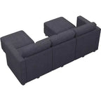Divano componibile Belffin con pouf contenitore, divano componibile di lusso in velluto a coste con chaise longue, componibile moderno convertibile per soggiorno