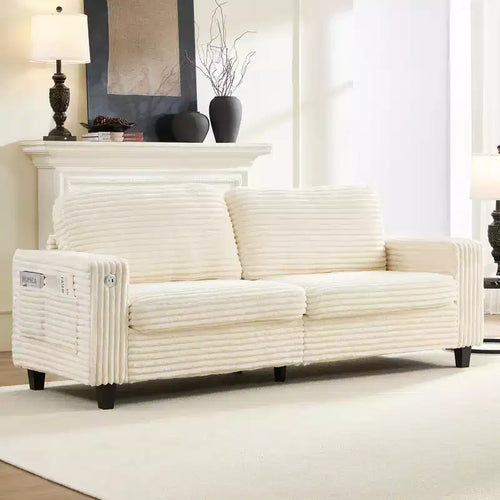 Divano a 2 Posti Extralarge da 84" con Porta di Ricarica USB e Type-C, Divano Compatto con Tasca Laterale, Design Ergonomico Morbido