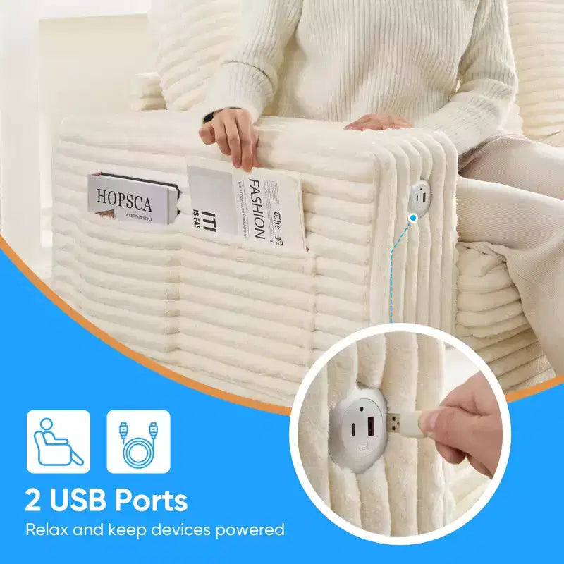 Divano a 2 Posti Extralarge da 84" con Porta di Ricarica USB e Type-C, Divano Compatto con Tasca Laterale, Design Ergonomico Morbido