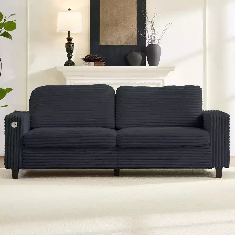 Divano a 2 Posti Extralarge da 84" con Porta di Ricarica USB e Type-C, Divano Compatto con Tasca Laterale, Design Ergonomico Morbido