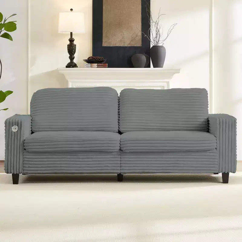 Divano a 2 Posti Extralarge da 84" con Porta di Ricarica USB e Type-C, Divano Compatto con Tasca Laterale, Design Ergonomico Morbido