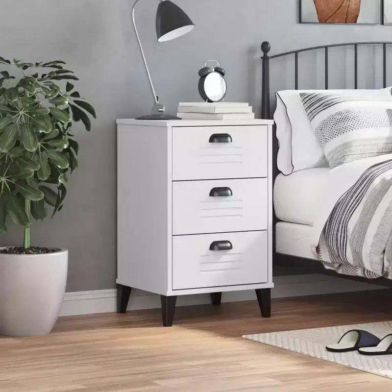 vidaXL Comodino Tavolino d'Appoggio per Camera da Letto in Legno Ingegnerizzato - Bianco Grigio Antracite