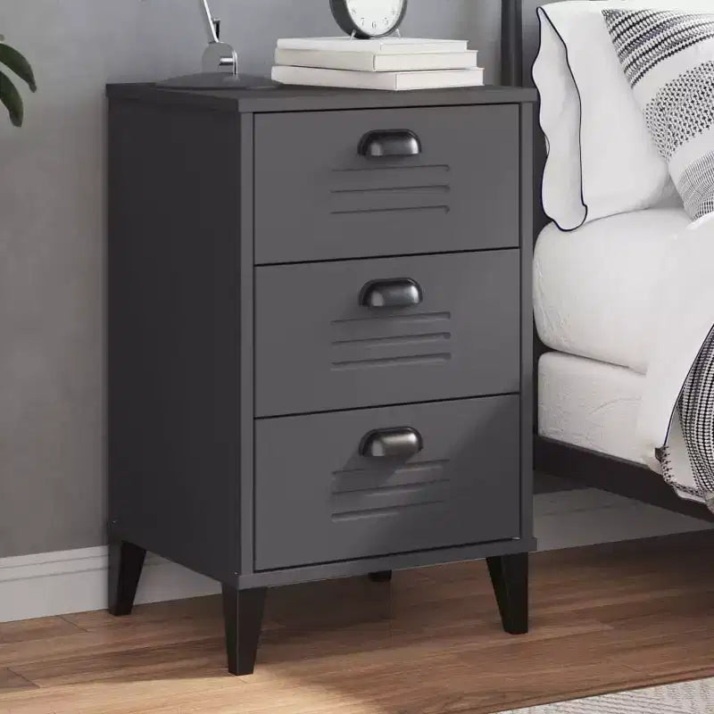 vidaXL Comodino Tavolino d'Appoggio per Camera da Letto in Legno Ingegnerizzato - Bianco Grigio Antracite