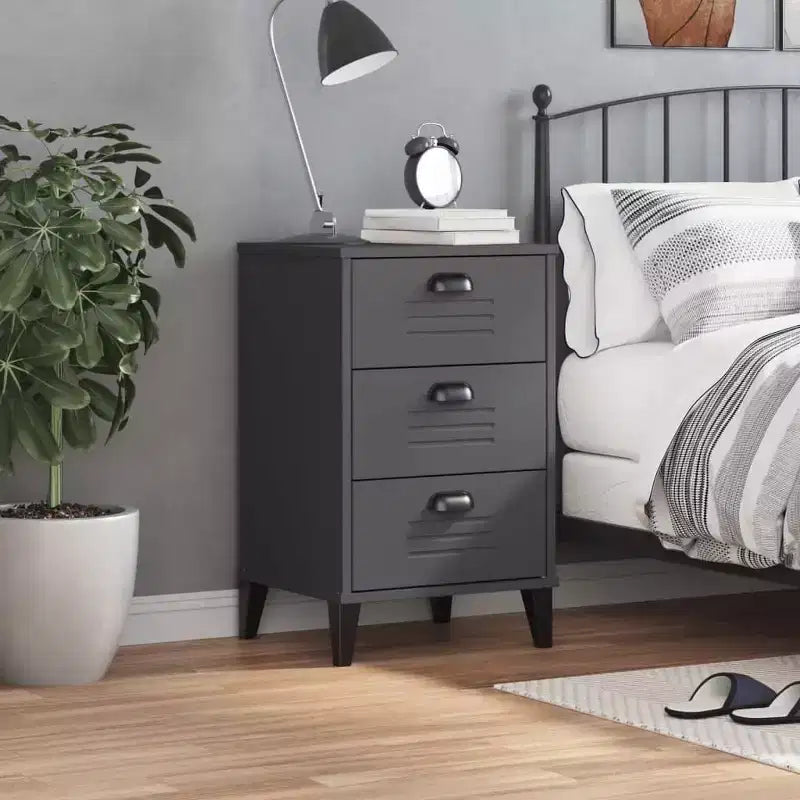 vidaXL Comodino Tavolino d'Appoggio per Camera da Letto in Legno Ingegnerizzato - Bianco Grigio Antracite