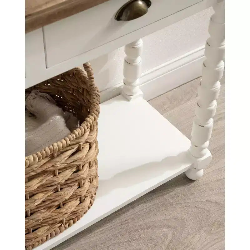 Tavolo console Kate and Laurel Rutledge con vano contenitore, 40x14x33, Bianco