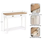 Tavolo console Kate and Laurel Rutledge con vano contenitore, 40x14x33, Bianco