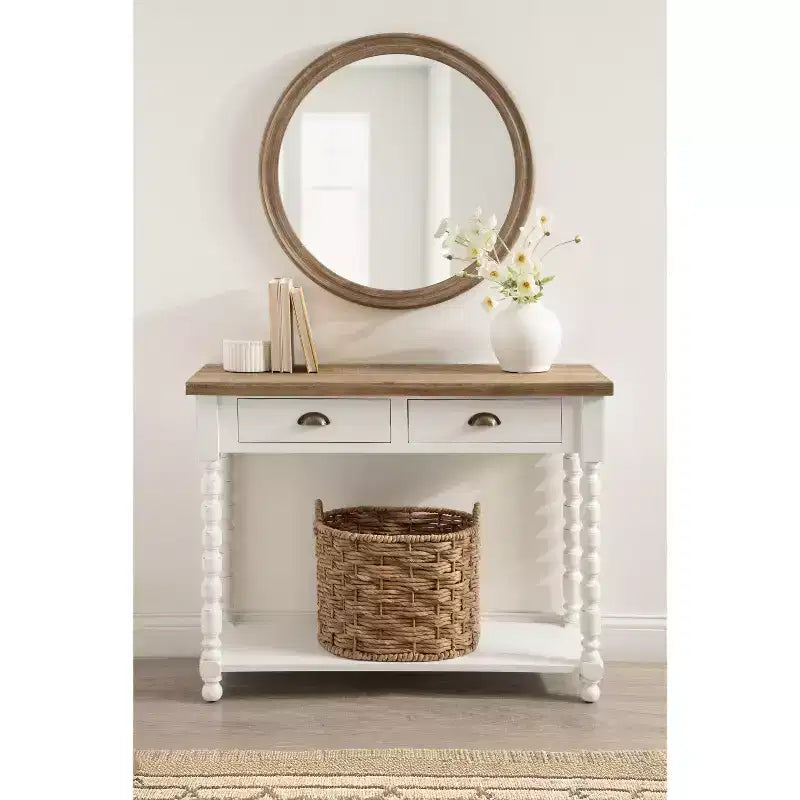 Tavolo console Kate and Laurel Rutledge con vano contenitore, 40x14x33, Bianco