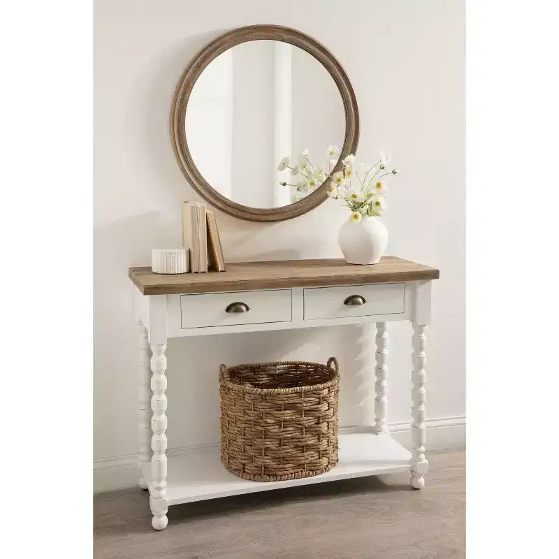 Tavolo console Kate and Laurel Rutledge con vano contenitore, 40x14x33, Bianco