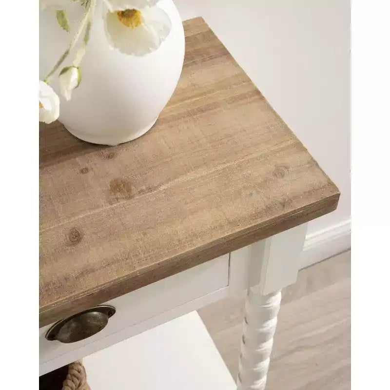 Tavolo console Kate and Laurel Rutledge con vano contenitore, 40x14x33, Bianco