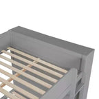 Letto a Castello Gemello su Gemello/Matrimoniale su Matrimoniale con 2 Cassetti e Armadietto Multistrato, Soluzione Salvaspazio, Bianco/Grigio - ModernLuxe