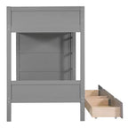 Letto a Castello Gemello su Gemello/Matrimoniale su Matrimoniale con 2 Cassetti e Armadietto Multistrato, Soluzione Salvaspazio, Bianco/Grigio - ModernLuxe