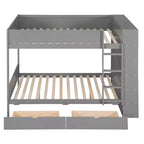 Letto a Castello Gemello su Gemello/Matrimoniale su Matrimoniale con 2 Cassetti e Armadietto Multistrato, Soluzione Salvaspazio, Bianco/Grigio - ModernLuxe