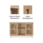 Plank+Beam Mobile TV/Madia in Legno Massello Mid-Century Modern con 2 Ante, 124 cm per Soggiorno