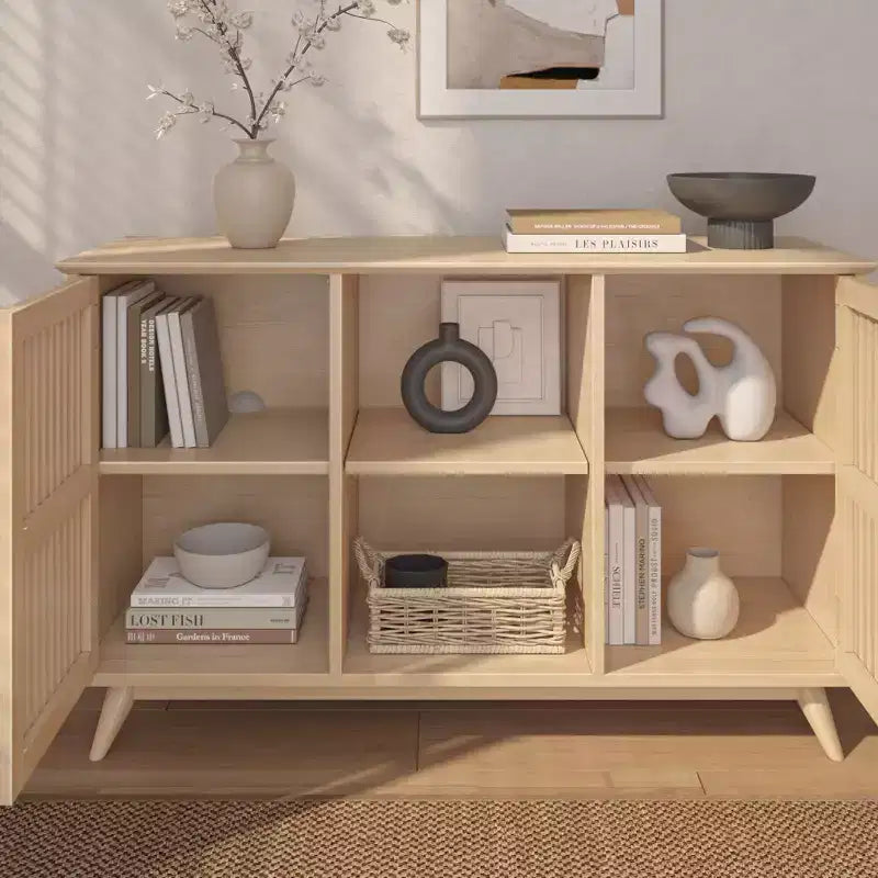 Plank+Beam Mobile TV/Madia in Legno Massello Mid-Century Modern con 2 Ante, 124 cm per Soggiorno
