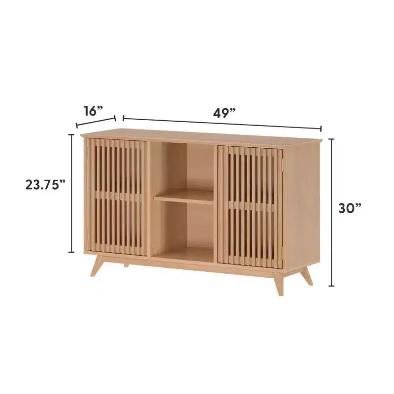 Plank+Beam Mobile TV/Madia in Legno Massello Mid-Century Modern con 2 Ante, 124 cm per Soggiorno