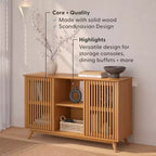 Plank+Beam Mobile TV/Madia in Legno Massello Mid-Century Modern con 2 Ante, 124 cm per Soggiorno
