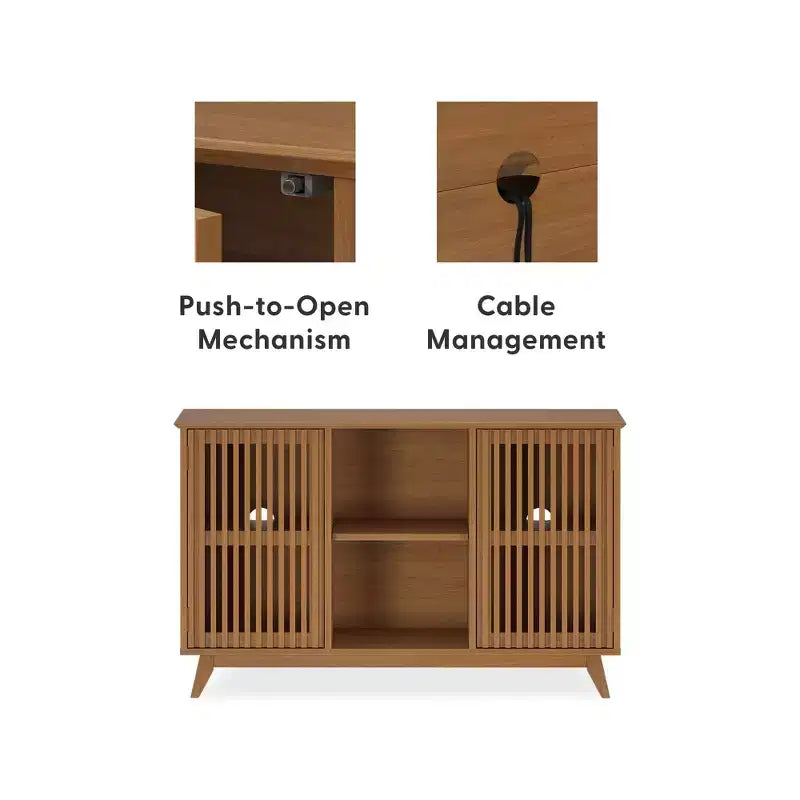 Plank+Beam Mobile TV/Madia in Legno Massello Mid-Century Modern con 2 Ante, 124 cm per Soggiorno