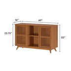 Plank+Beam Mobile TV/Madia in Legno Massello Mid-Century Modern con 2 Ante, 124 cm per Soggiorno