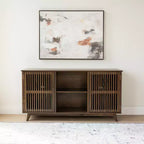 Plank+Beam Mobile TV/Madia in Legno Massello Mid-Century Modern con 2 Ante, 124 cm per Soggiorno