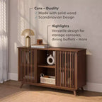 Plank+Beam Mobile TV/Madia in Legno Massello Mid-Century Modern con 2 Ante, 124 cm per Soggiorno