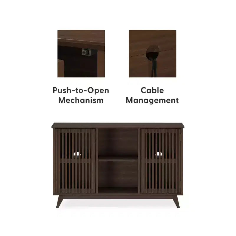 Plank+Beam Mobile TV/Madia in Legno Massello Mid-Century Modern con 2 Ante, 124 cm per Soggiorno