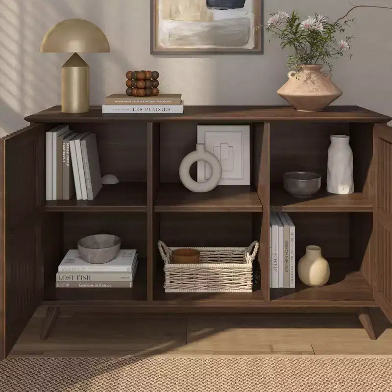 Plank+Beam Mobile TV/Madia in Legno Massello Mid-Century Modern con 2 Ante, 124 cm per Soggiorno