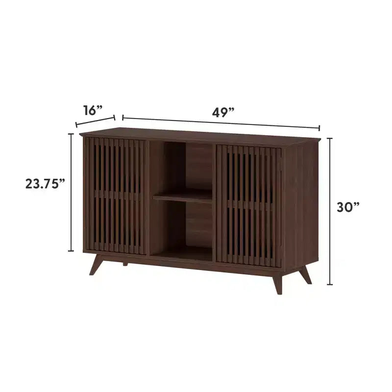 Plank+Beam Mobile TV/Madia in Legno Massello Mid-Century Modern con 2 Ante, 124 cm per Soggiorno