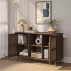 Plank+Beam Mobile TV/Madia in Legno Massello Mid-Century Modern con 2 Ante, 124 cm per Soggiorno