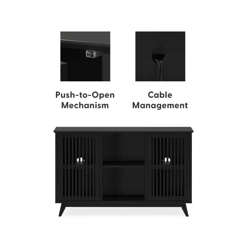 Plank+Beam Mobile TV/Madia in Legno Massello Mid-Century Modern con 2 Ante, 124 cm per Soggiorno