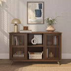 Plank+Beam Mobile TV/Madia in Legno Massello Mid-Century Modern con 2 Ante, 124 cm per Soggiorno