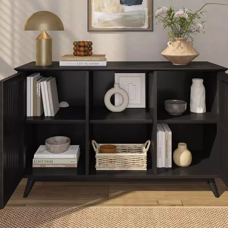 Plank+Beam Mobile TV/Madia in Legno Massello Mid-Century Modern con 2 Ante, 124 cm per Soggiorno