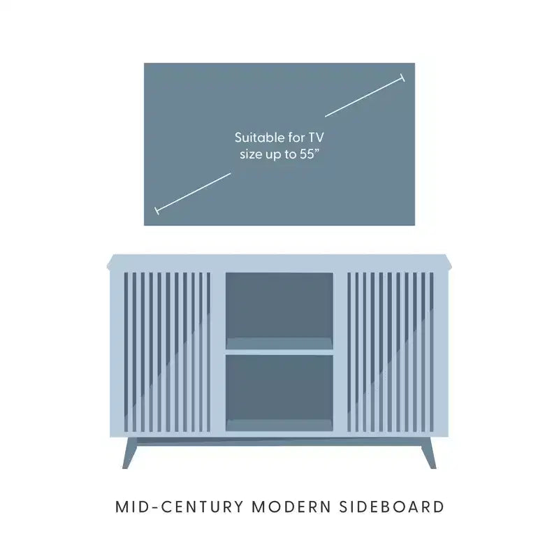 Plank+Beam Mobile TV/Madia in Legno Massello Mid-Century Modern con 2 Ante, 124 cm per Soggiorno