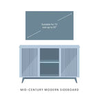 Plank+Beam Mobile TV/Madia in Legno Massello Mid-Century Modern con 2 Ante, 124 cm per Soggiorno