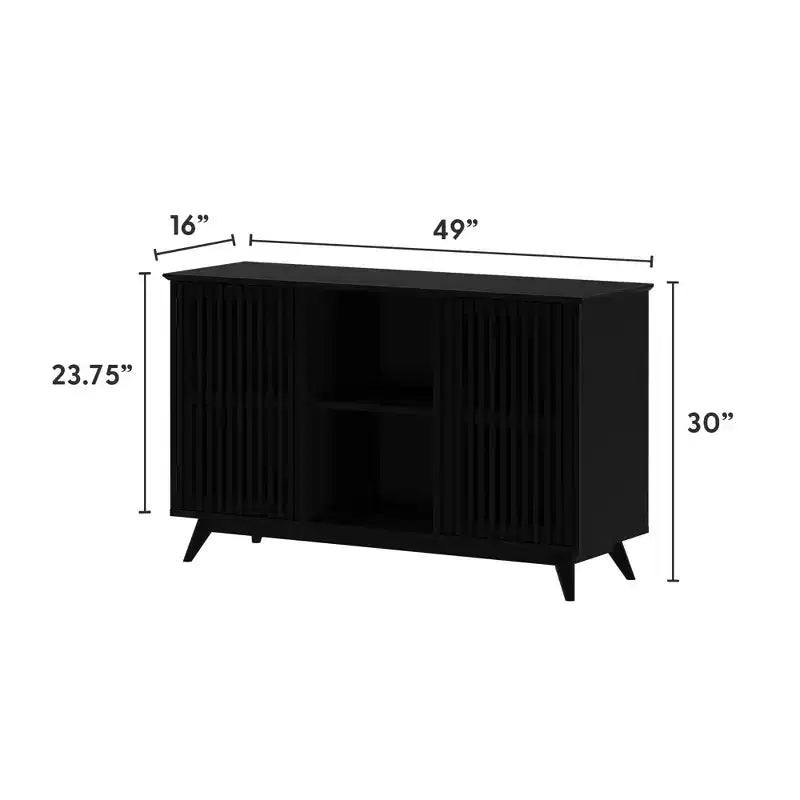 Plank+Beam Mobile TV/Madia in Legno Massello Mid-Century Modern con 2 Ante, 124 cm per Soggiorno