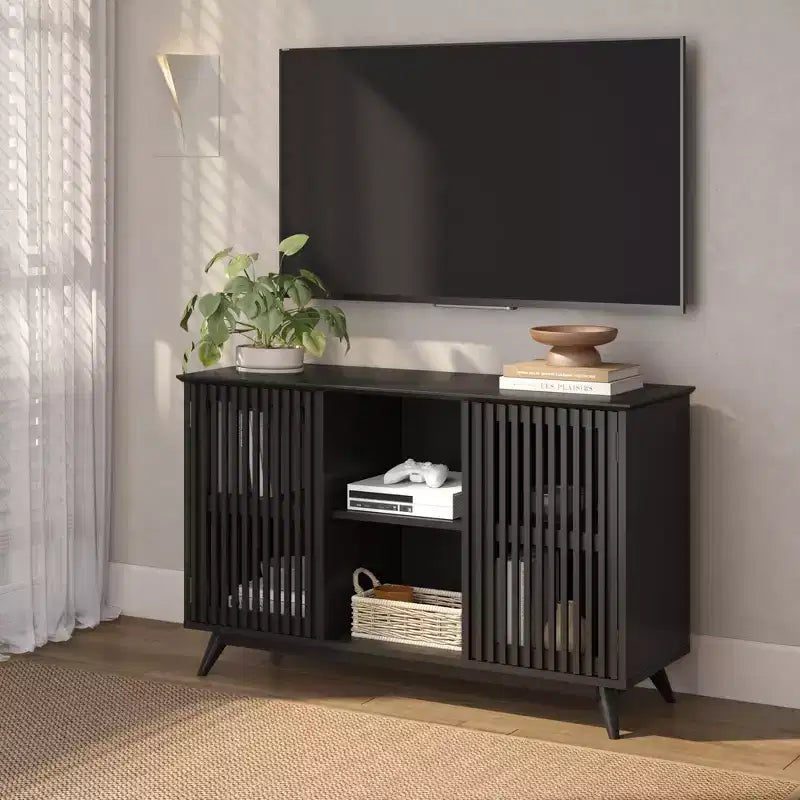 Plank+Beam Mobile TV/Madia in Legno Massello Mid-Century Modern con 2 Ante, 124 cm per Soggiorno