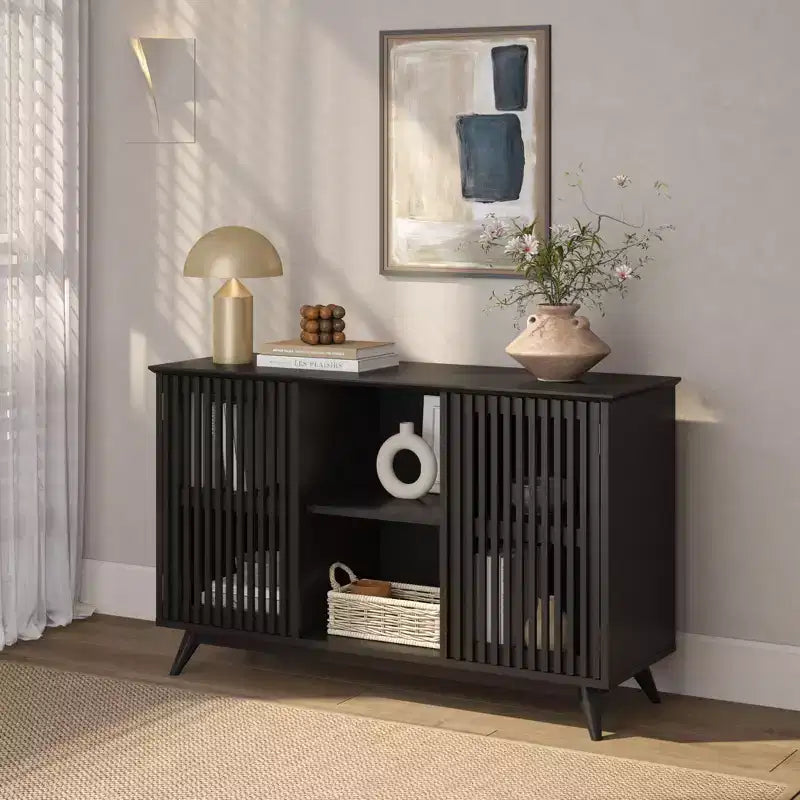 Plank+Beam Mobile TV/Madia in Legno Massello Mid-Century Modern con 2 Ante, 124 cm per Soggiorno