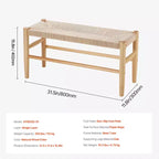 Panca in rattan VEVOR, panca in rattan di legno da 80 cm, panca da ingresso con gambe in legno di quercia, panca in stile bohémien per fondo letto in camera da letto con rattan intrecciato a mano