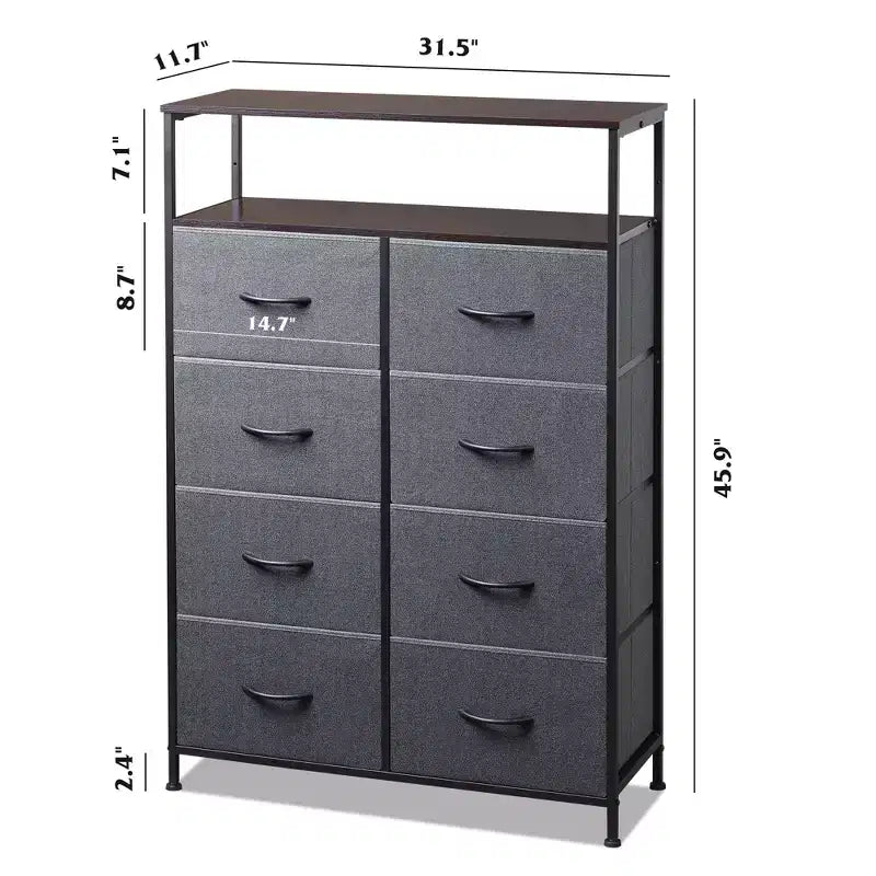 Cassettiera in Tessuto DEXYLLO a 8 Cassetti, Armadio a Torre Alto per Camera da Letto, Armadio, Soggiorno, Corridoio, Unità Organizzativa Salvaspazio